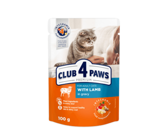 Корм для котів Club 4 Paws Premium з ягням в соусі 100г