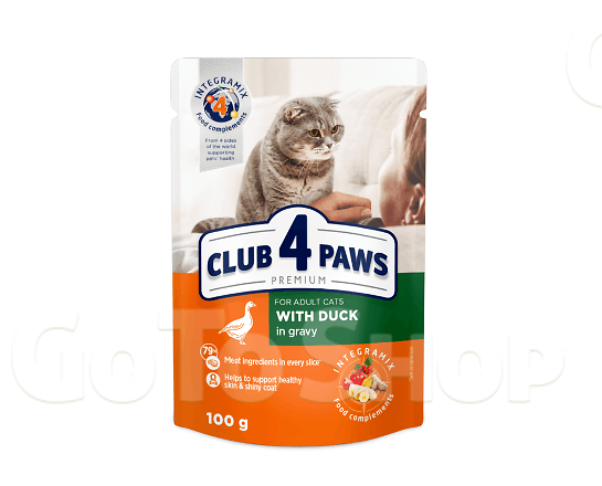 Корм для котів Club 4 Paws Premium з качкою в соусі 100г