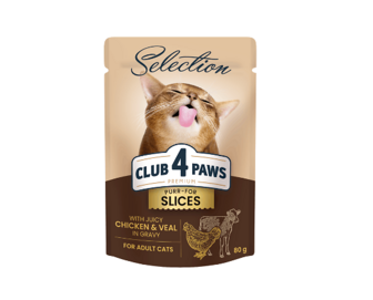 Корм для котів Club 4 Paws Premium Selection Курка-Телятина в соусі 80г