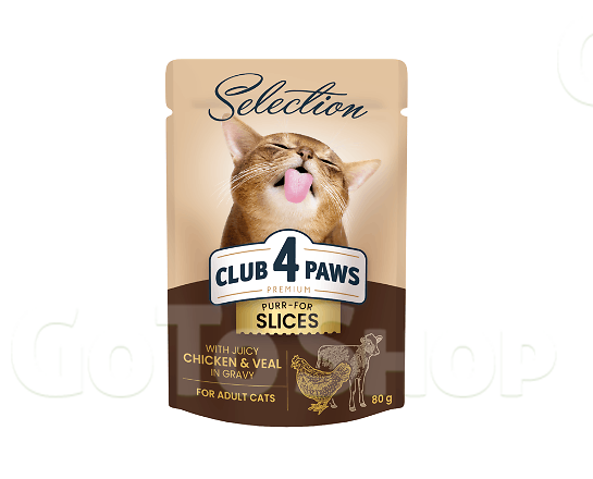 Корм для котів Club 4 Paws Premium Selection Курка-Телятина в соусі 80г