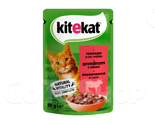 Корм для котів Kitekat з яловичиною в соусі 85г