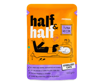 Корм д/стерилізован котів Half&Half тунець у соусі 100г