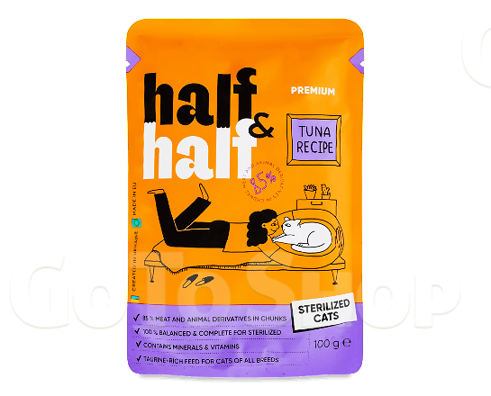 Корм д/стерилізован котів Half&amp;Half тунець у соусі 100г