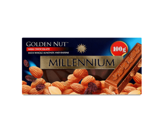 Шоколад молочний Millennium Golden Nut мигдаль-родзинки 100г