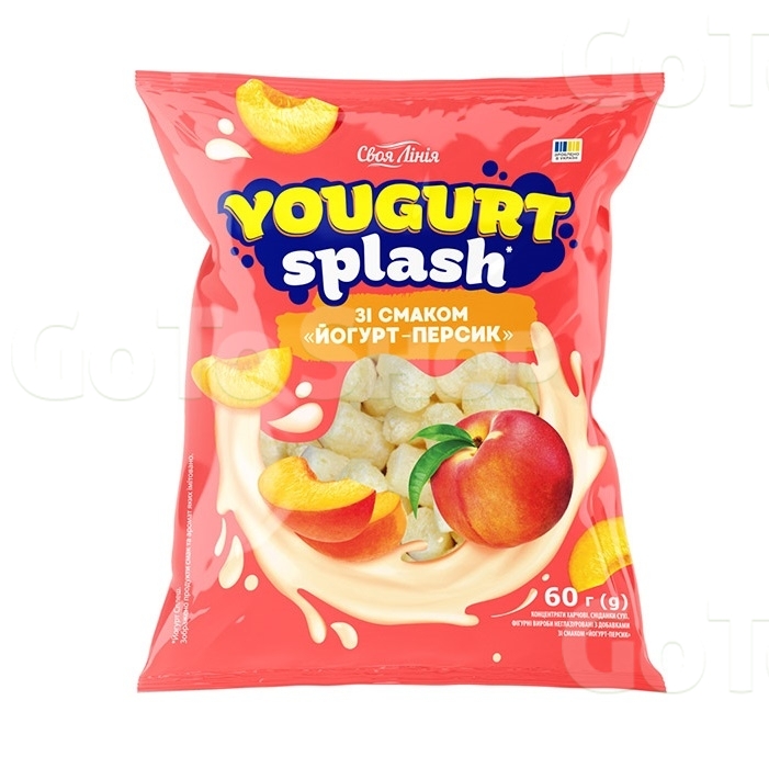 Фігyрні вироби 60 г Своя лінія Yougurt Splash неглазуровані зі смаком йогурт-персик/банан м/уп 