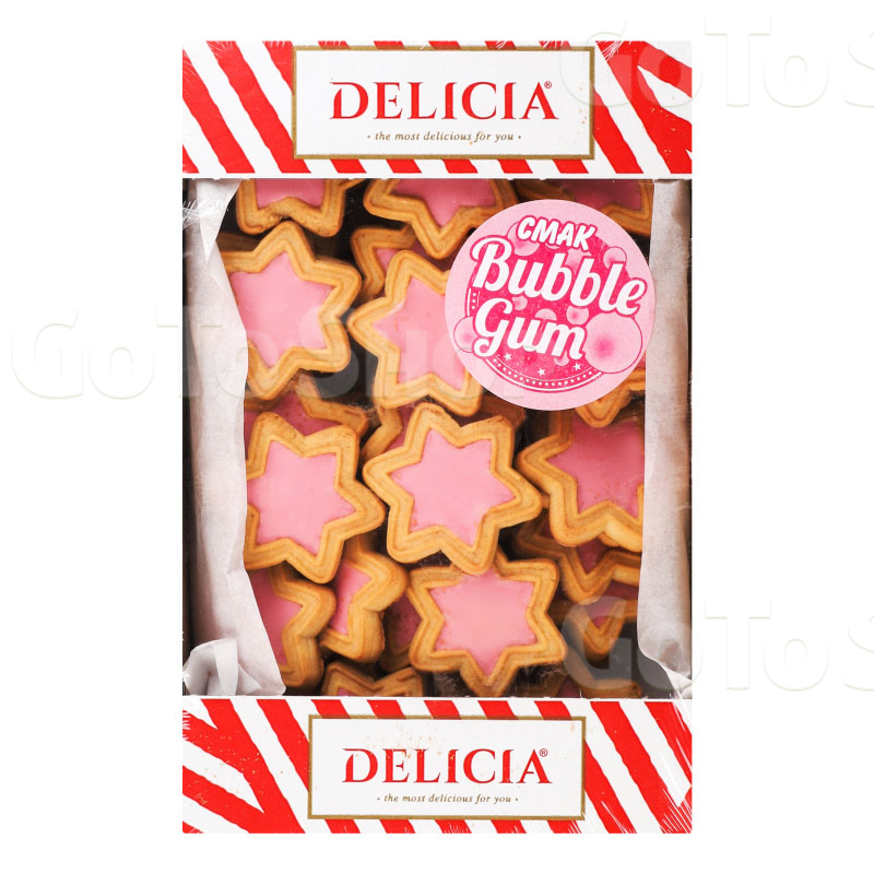 Печиво 350 г Delicia Супер-Стар здобне зі смаком BUBBLE GUM к/уп 