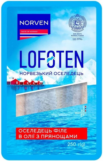 Оселедець Norven Lofoten філе в олії з прянощами 250г