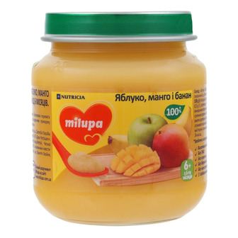 Пюре для дітей від 6міс Яблуко, манго і банан Milupa с/б 125г