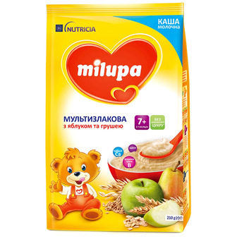 Каша молочна Milupa Мультизлакова з яблуком та грушею, 210 г