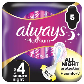 Гігієнічні прокладки Always Platinum Secure Night 4, 5шт