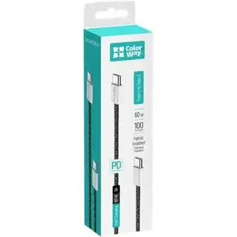 Кабель Colorway Type-C - Type-C PD Fast Charging 60W 3.0А 1 м чорний