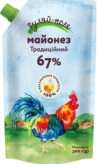 Майонез ГУЛЯЙ ПОЛЕ Традиційний 67% дой/пак з дозатором 300г