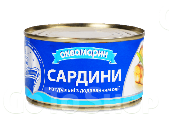 Сардини «Аквамарин» натуральні з добавленням олії 230г