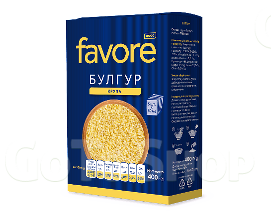 Булгур Favore зі 100% твердих сортів пшениці 5*80г