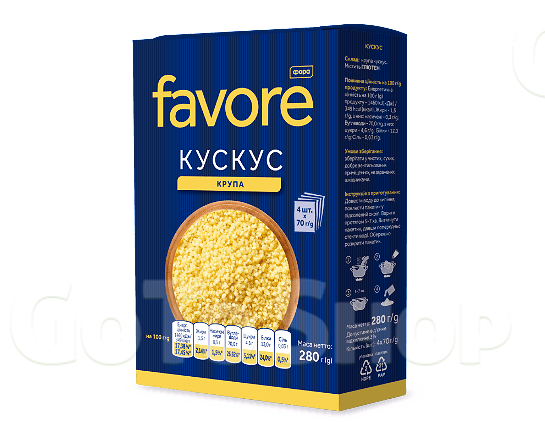 Кускус Favore зі 100% твердих сортів пшениці 4*70г