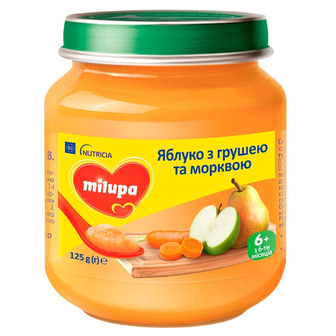 Пюре Milupa Яблуко з грушею та морквою 125 г (5900852051418)