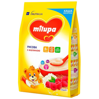 Каша Milupa суха молочна рисова з малиною 210 г (5900852930065)