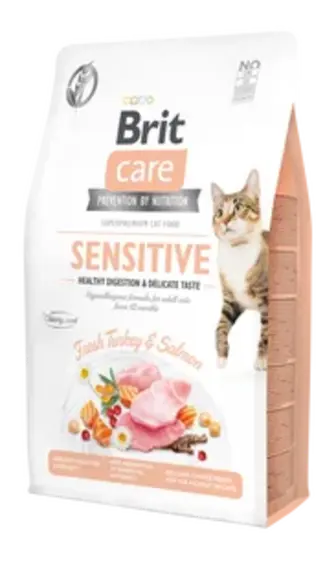 Сухий корм для вибагливих котів Brit Care Cat GF Sensitive HDigestion & Delicate Taste 2 кг - індичка і лосось