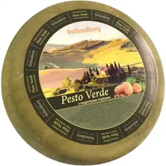 Сир Hollandburg Pesto Verde з кедровими горiхами крафт 50%, ваговий