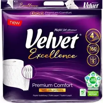 Папір туалетний Velvet Excellence Silk Proteins 4-х шаровий 9 шт.