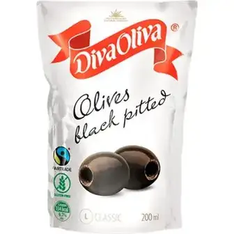 Маслини Diva Oliva Classic чорні без кісточки 200 мл