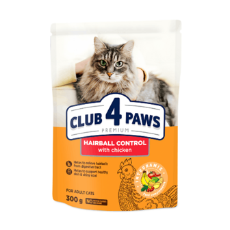 Корм для котів Club 4 Paws з ефектом виведення шерсті з куркою 300г