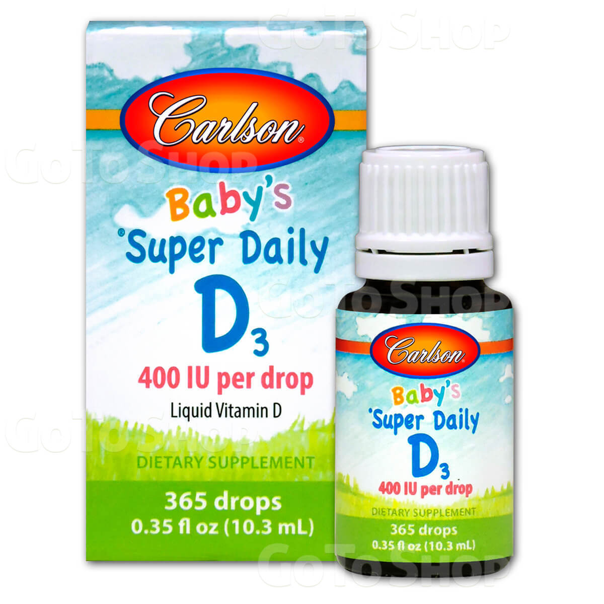 Вітамін D3 для Малюків у Краплях, 400 МО, Baby&#039;s Super Daily D3, Carlson, 10.3 мл