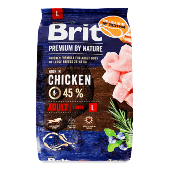 Корм для дорослих собак Brit Premium «Едалт» L з куркою сухий 3кг (3кг)