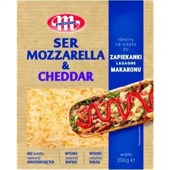 Сир Mlekovita Mozzarella&Cheddar тертий 200 г
