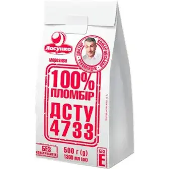 Морозиво Ласунка 100% пломбір 15% 500 г