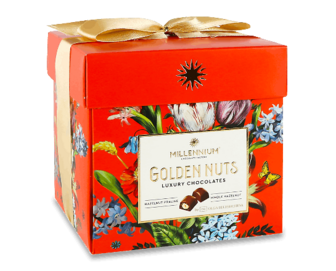 Цукерки Millennium Golden Nuts з начинкою та цілими горіхами