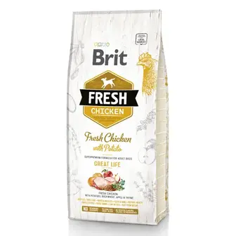 Сухий корм для дорослих собак Brit Fresh Chicken with Potato Great Life 12 кг (курка)