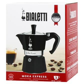 Кавоварка гейзерна на 3 чашки чорного кольору Bialetti Moka Express 130 мл