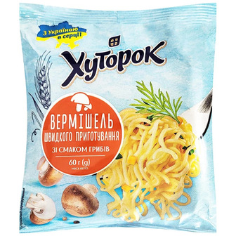 Вермішель Хуторок зі смаком грибів швидкого приготування 60г