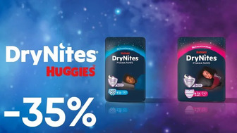 -35% на нічні поглинальні трусики для дітей від 4 років Huggies DryNites