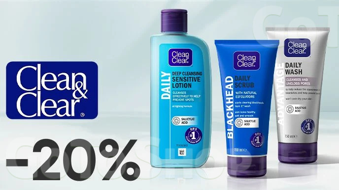 -20% на засоби для очищення обличчя Clean &amp; Clear