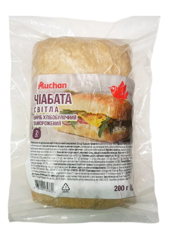 Чіабата Auchan світла заморожена 200 г