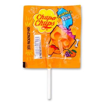 Карамель Chupa Chups Розфарбуй язик смак апельсин, виноград 15г