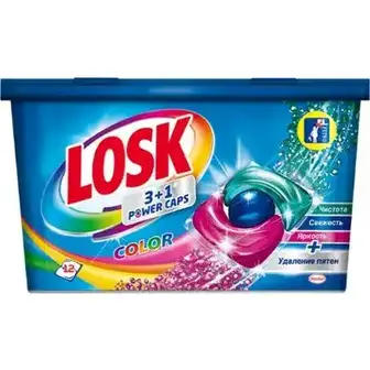 Капсули для прання Losk 3+1 Power-Caps Color 12 шт.