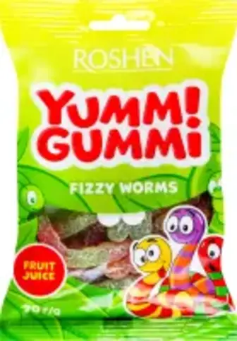 Цукерки РОШЕН желейні Yummi Gummi Fizzy Worms 70г