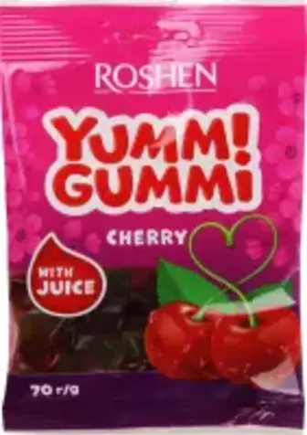 Цукерки РОШЕН Yummi Gummi Cherry зі смаком Вишні 70г