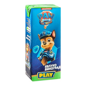 Сік PLAY Paw Patrol Яблучний- Віноградний відновлений освітлений пастеризований т/п 0,2л