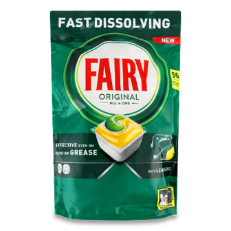 Капсули для посудомийних машин Fairy Original все в 1 з ароматом лимону 56шт (56шт)