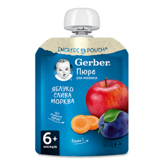 Пюре Gerber яблуко-слива-морква 90г (90г)