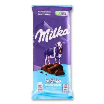 Шоколад молочний Milka Bubbles пористий, 80г