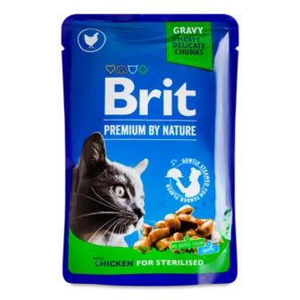 Корм для стерилізованих котів Brit Premium з куркою, 100г