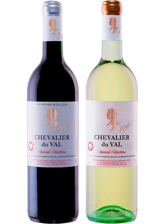 Набір вина Chevalier du Val, Vin Blanc Moelleux, біле напівсолодке + Chevalier du Val, Vin Rouge Moelleux, червоне напівсолодке 2*0.75л