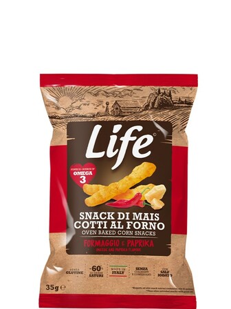 Снеки кукурудзяні зі смаком сиру та паприки, Life Snack, 35г