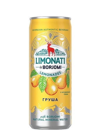 Лимонад зі смаком груші, Borjomi, ж/б, 0.33л