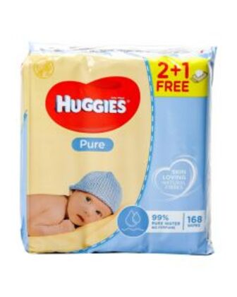 Серветки вологі huggies Пьюр 168